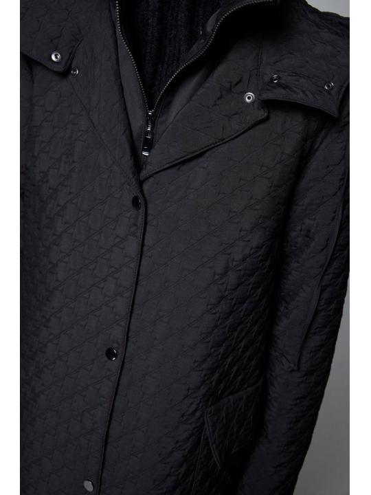Manteau noir à capuche à motifs 13856 Manteau noir à capuche à motifs 13856