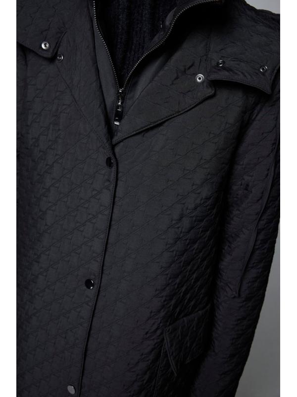 Manteau noir à capuche à motifs 13856 Manteau noir à capuche à motifs 13856