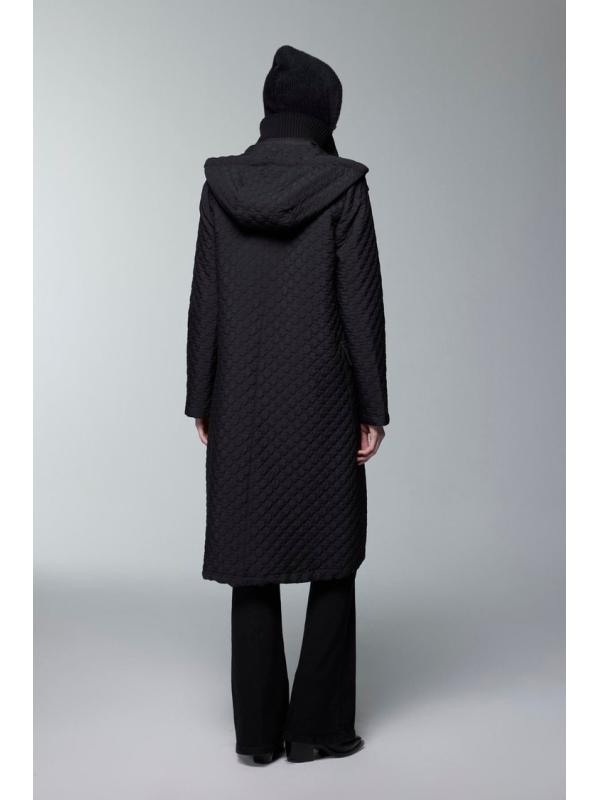 Manteau noir à capuche à motifs 13856 Manteau noir à capuche à motifs 13856