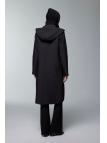 Manteau noir à capuche à motifs 13856 Manteau noir à capuche à motifs 13856