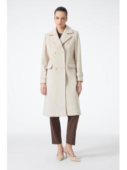 Manteau long beige à double boutonnage 13570