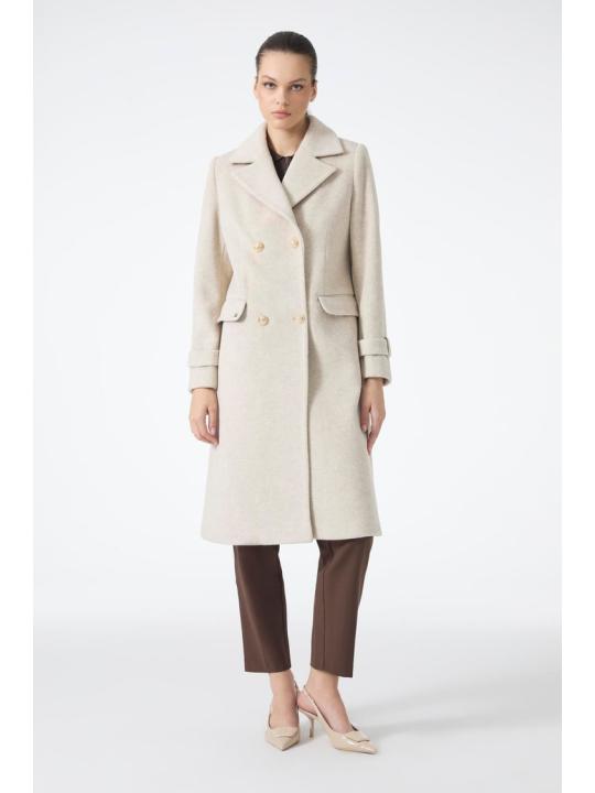 Manteau long beige à double boutonnage 13570 Manteau long beige à double boutonnage 13570