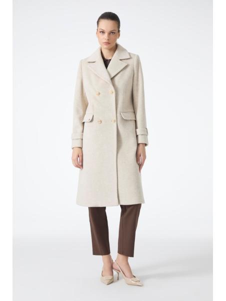 Manteau long beige à double boutonnage 13570