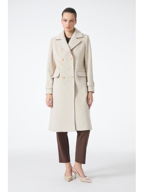 Manteau long beige à double boutonnage 13570 Manteau long beige à double boutonnage 13570