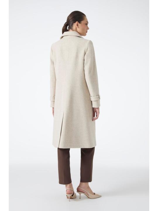 Manteau long beige à double boutonnage 13570 Manteau long beige à double boutonnage 13570