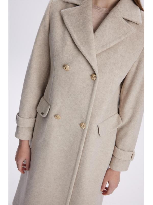 Manteau long beige à double boutonnage 13570 Manteau long beige à double boutonnage 13570