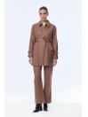 Enesmble avec Fermeture éclair et ceinture détaillée veste pantalon Double ensemble TK-1634