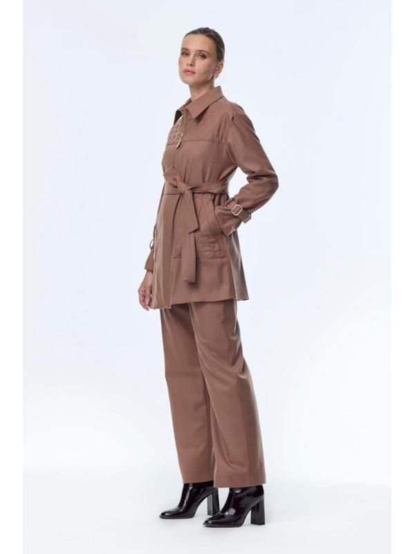 Enesmble avec Fermeture éclair et ceinture détaillée veste pantalon Double ensemble TK-1634 Enesmble avec Fermeture éclair et ceinture détaillée veste pantalon Double ensemble TK-1634