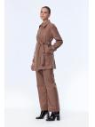 Enesmble avec Fermeture éclair et ceinture détaillée veste pantalon Double ensemble TK-1634 Enesmble avec Fermeture éclair et ceinture détaillée veste pantalon Double ensemble TK-1634