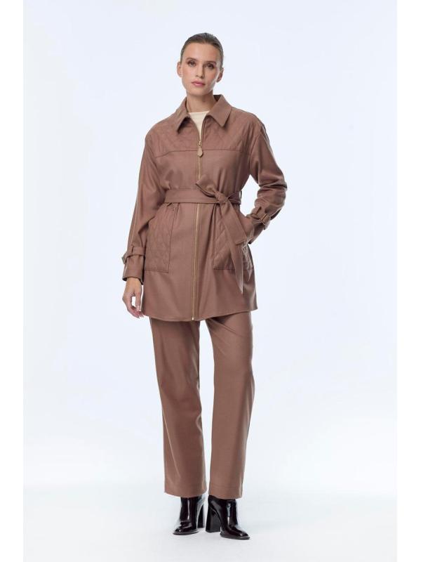 Enesmble avec Fermeture éclair et ceinture détaillée veste pantalon Double ensemble TK-1634 Enesmble avec Fermeture éclair et ceinture détaillée veste pantalon Double ensemble TK-1634