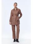 Enesmble avec Fermeture éclair et ceinture détaillée veste pantalon Double ensemble TK-1634 Enesmble avec Fermeture éclair et ceinture détaillée veste pantalon Double ensemble TK-1634