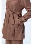 Enesmble avec Fermeture éclair et ceinture détaillée veste pantalon Double ensemble TK-1634 Enesmble avec Fermeture éclair et ceinture détaillée veste pantalon Double ensemble TK-1634