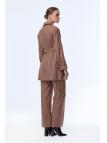 Enesmble avec Fermeture éclair et ceinture détaillée veste pantalon Double ensemble TK-1634 Enesmble avec Fermeture éclair et ceinture détaillée veste pantalon Double ensemble TK-1634