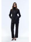 Enesmble avec Fermeture éclair et ceinture détaillée veste pantalon Double ensemble TK-1634 Enesmble avec Fermeture éclair et ceinture détaillée veste pantalon Double ensemble TK-1634