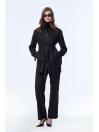 Enesmble avec Fermeture éclair et ceinture détaillée veste pantalon Double ensemble TK-1634