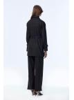 Enesmble avec Fermeture éclair et ceinture détaillée veste pantalon Double ensemble TK-1634 Enesmble avec Fermeture éclair et ceinture détaillée veste pantalon Double ensemble TK-1634