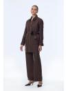 Enesmble avec Fermeture éclair et ceinture détaillée veste pantalon Double ensemble TK-1634