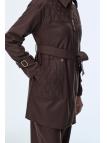 Enesmble avec Fermeture éclair et ceinture détaillée veste pantalon Double ensemble TK-1634 Enesmble avec Fermeture éclair et ceinture détaillée veste pantalon Double ensemble TK-1634