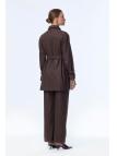 Enesmble avec Fermeture éclair et ceinture détaillée veste pantalon Double ensemble TK-1634 Enesmble avec Fermeture éclair et ceinture détaillée veste pantalon Double ensemble TK-1634