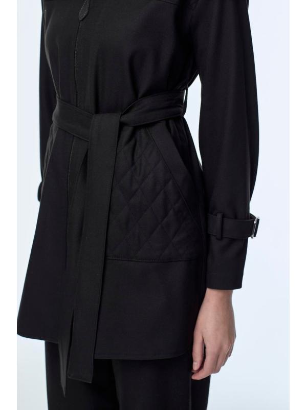 Enesmble avec Fermeture éclair et ceinture détaillée veste pantalon Double ensemble TK-1634