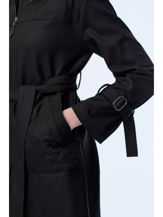 Enesmble avec Fermeture éclair et ceinture détaillée veste pantalon Double ensemble TK-1634