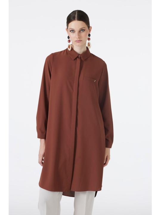 Tunique détaillée à boutons cachés en cuivre T-0767