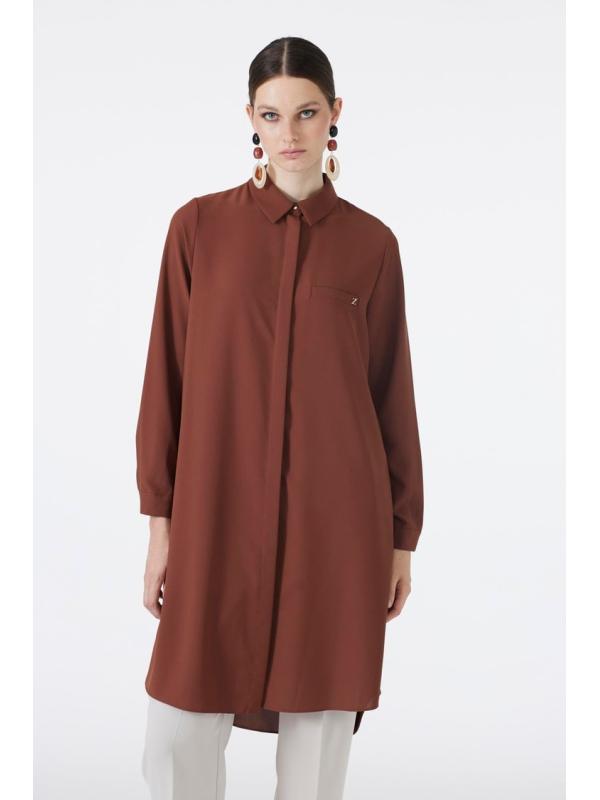 Tunique détaillée à boutons cachés en cuivre T-0767