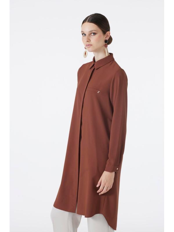 Tunique détaillée à boutons cachés en cuivre T-0767
