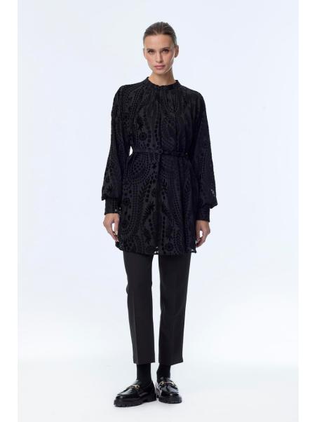 Chemisier à motifs à manches ballon B-0137