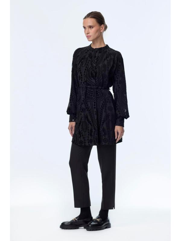 Chemisier à motifs à manches ballon B-0137