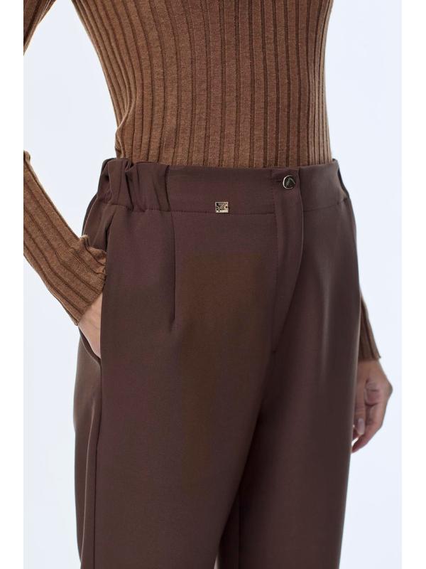 Pantalon cigarette à boutons de taille élastique P-0251