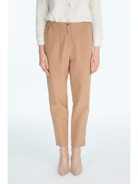 Pantalon cigarette à boutons de taille élastique P-0251