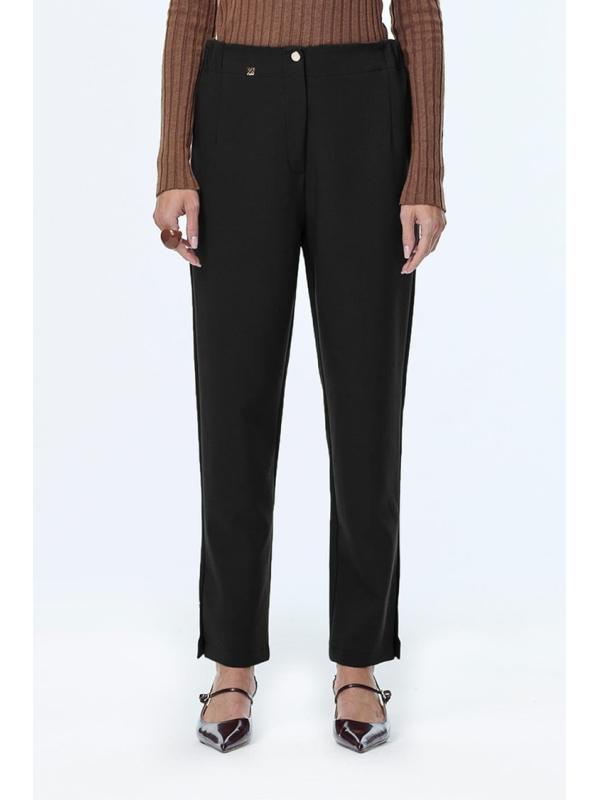 Pantalon cigarette à boutons de taille élastique P-0251