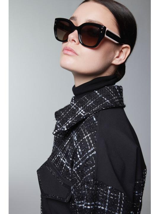 Costume double ceinturé à motifs en tweed TK-1704