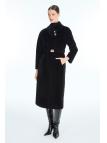Manteau Broche noire à ceinture détaillée 13977