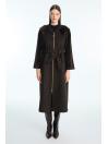 Manteau marron à capuche et ceinture 13970