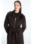 Manteau marron à capuche et ceinture 13970