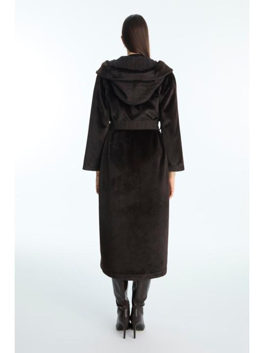 Manteau marron à capuche et ceinture 13970