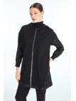 Veste à capuche noire pailletée C-0163