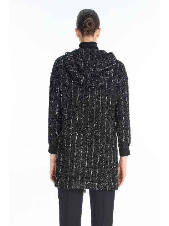Veste à capuche noire pailletée C-0163