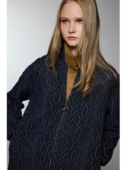 Veste bleu marine détaillée à col dominant