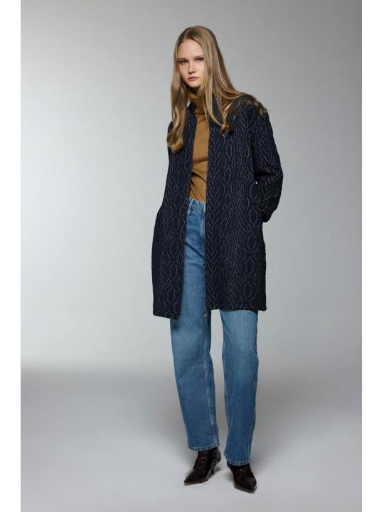 Veste bleu marine détaillée à col dominant