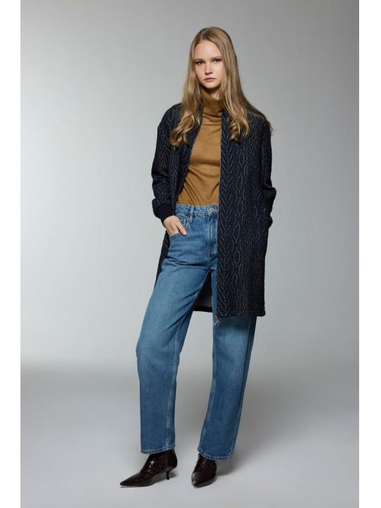 Veste bleu marine détaillée à col dominant