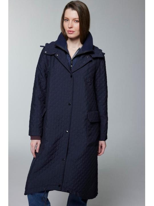 Manteau noir à capuche à motifs 13856