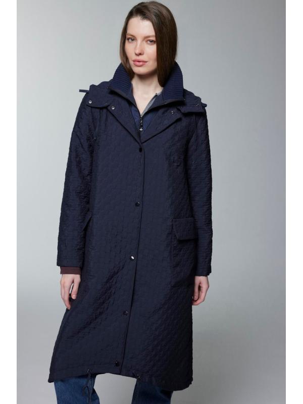 Manteau noir à capuche à motifs 13856