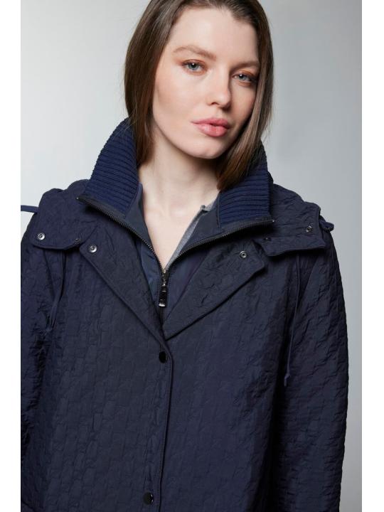 Manteau noir à capuche à motifs 13856