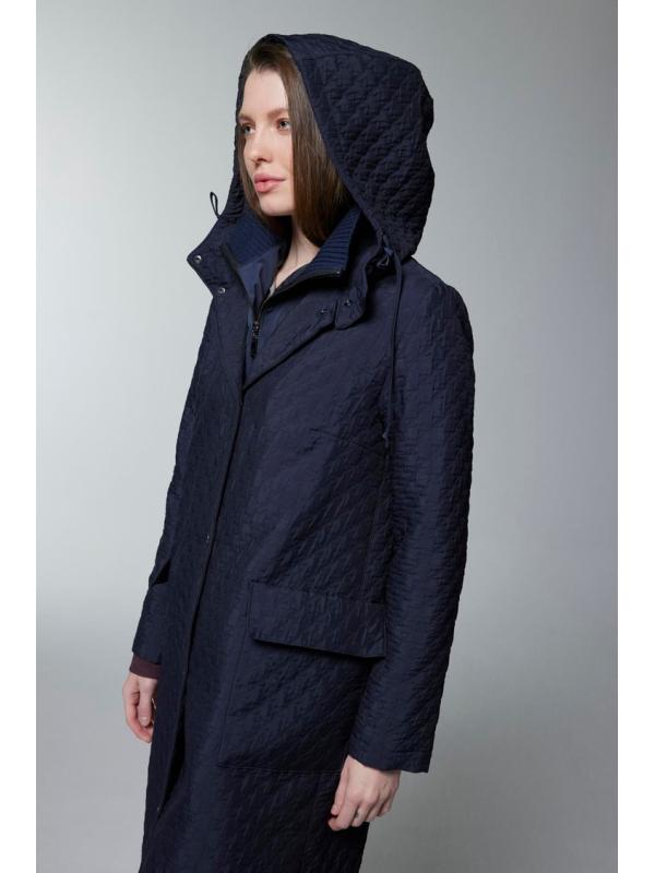 Manteau noir à capuche à motifs 13856