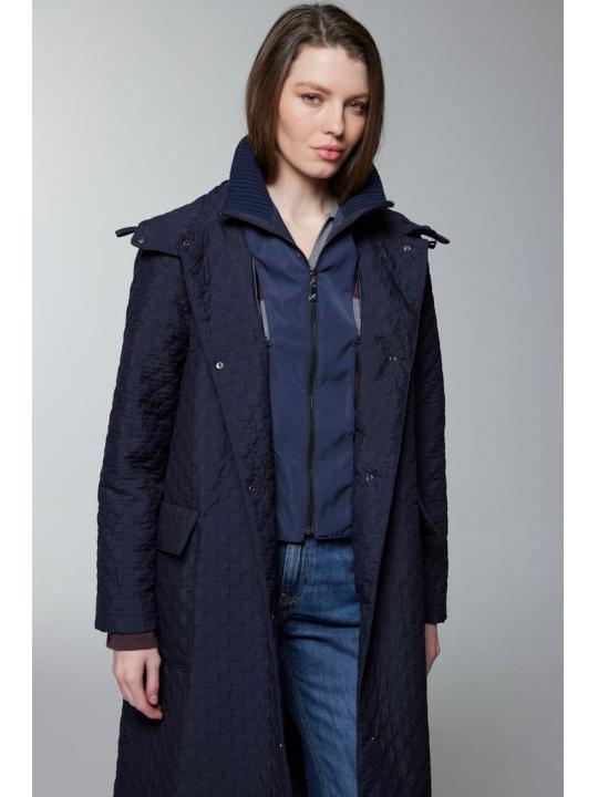 Manteau noir à capuche à motifs 13856