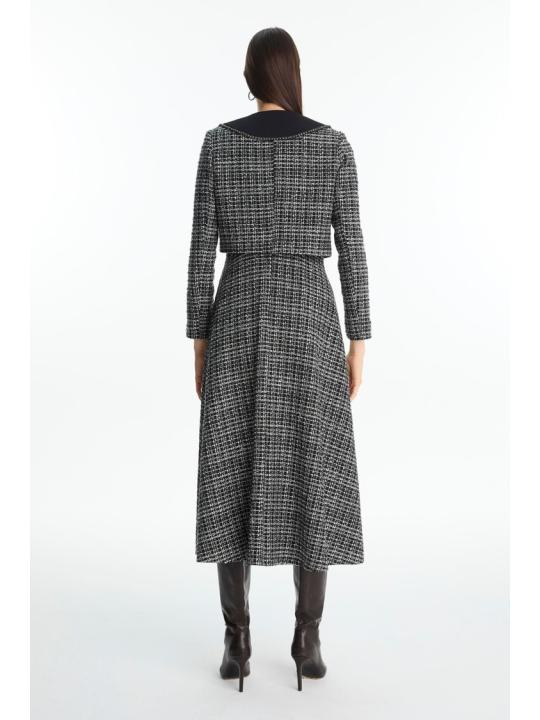 Ensemble Col Détail Veste Robe Écru Set TK-1641