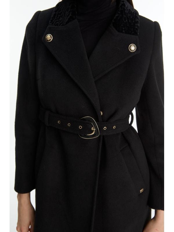 Manteau ceinture avec col détail 13866